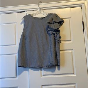 Black and white seersucker blouse